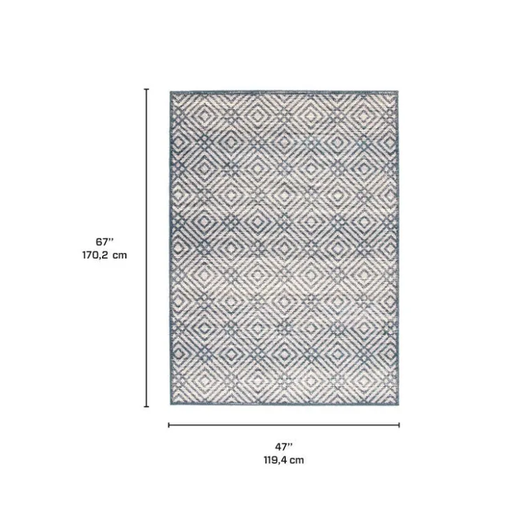 Indoor Rug - 4 x 6 Petrol/Silver Sale