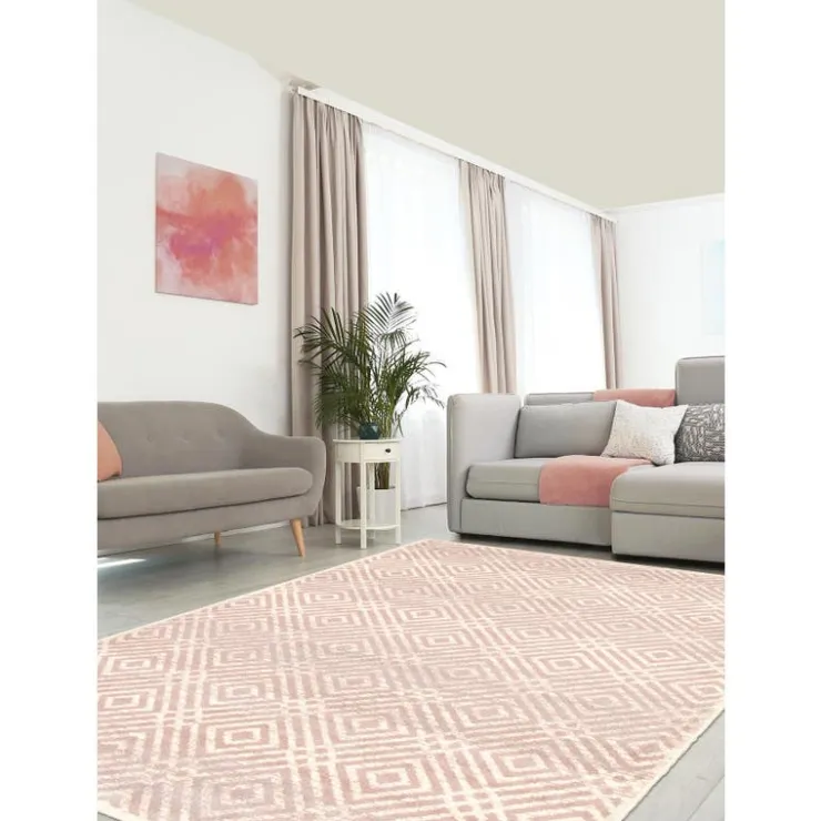 Indoor Rug - 8 x 10 Cream/Pink New