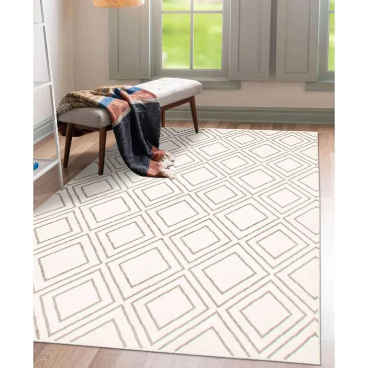 Indoor Rug - 8 x 10 White/Grey Clearance