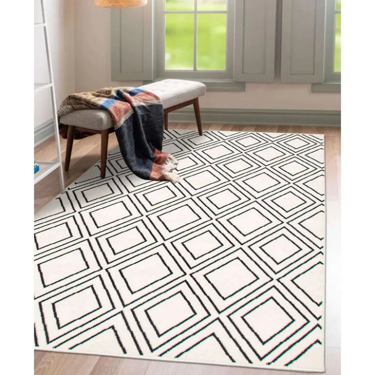 Indoor Rug - 8 x 10 White/Tan Outlet