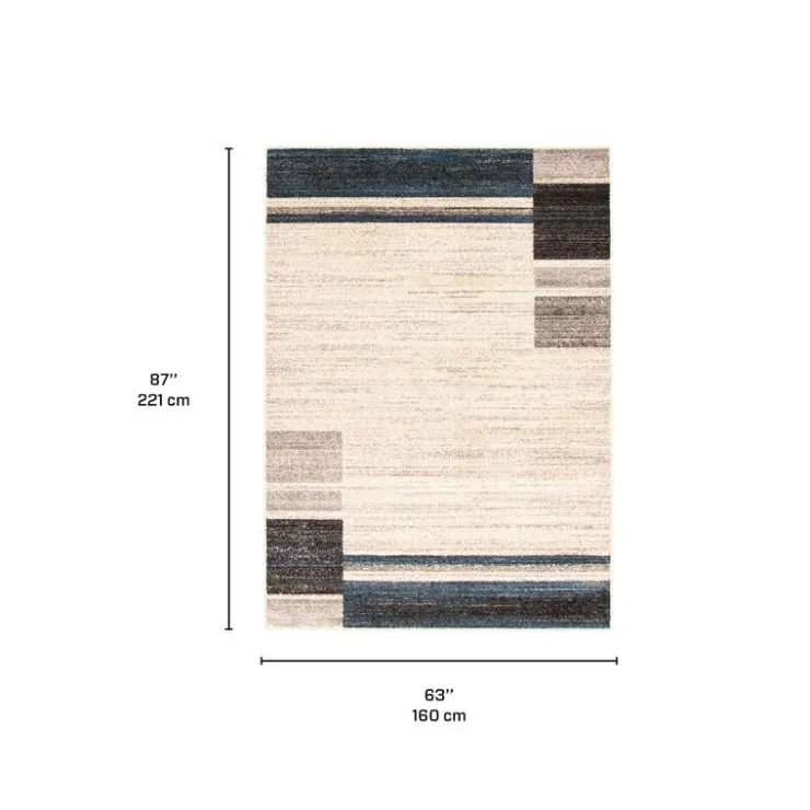 Indoor Rug - 5 x 7 Ivory/Blue Hot