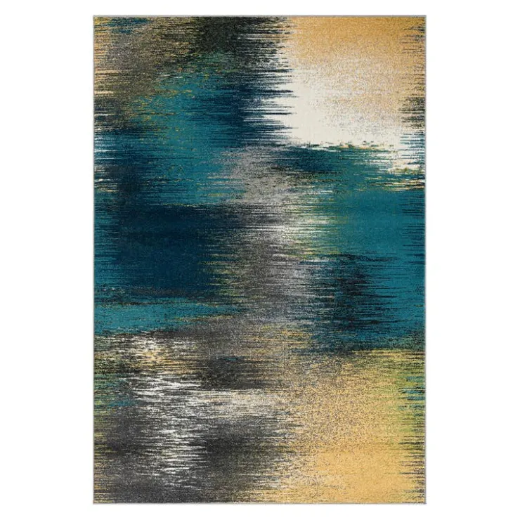Indoor Rug - 5 x 8 Yellow/Turquoise/Black New
