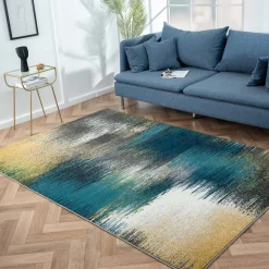 Indoor Rug - 5 x 8 Yellow/Turquoise/Black New