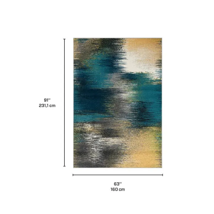 Indoor Rug - 5 x 8 Yellow/Turquoise/Black New