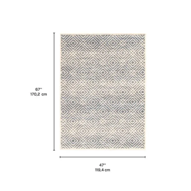 Indoor Rug - 4 x 6 Silver/Petrol Clearance