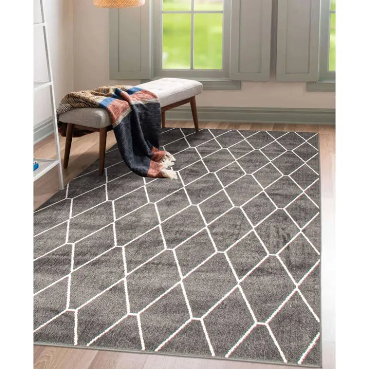 Indoor Rug - 7 x 10 Dark Grey/White Discount