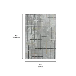 Indoor Rug - 5x8 Grey/Black/Gold Outlet
