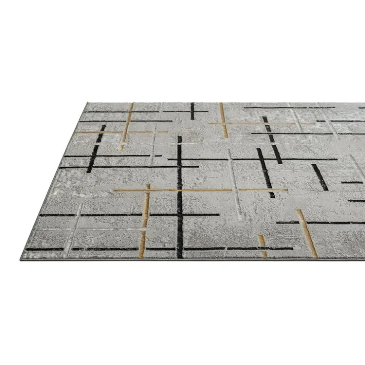 Indoor Rug - 5x8 Grey/Black/Gold Outlet