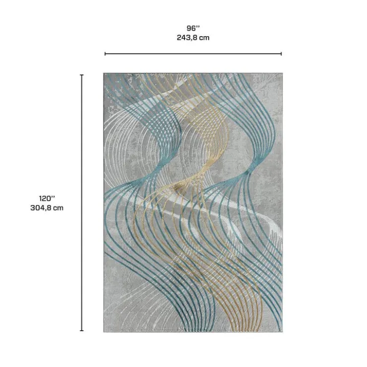 Indoor Rug - 8x10 Grey/Gold/Blue