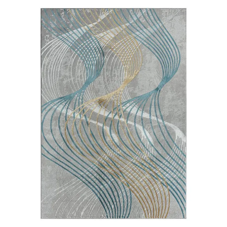 Indoor Rug - 8x10 Grey/Gold/Blue
