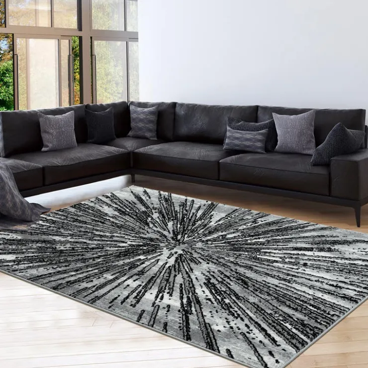 Indoor Rug - 8x10 Black/Grey/White Clearance