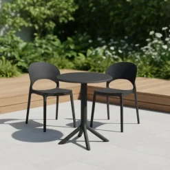 Indoor/Outdoor Resin Round Dining Table – Black Best
