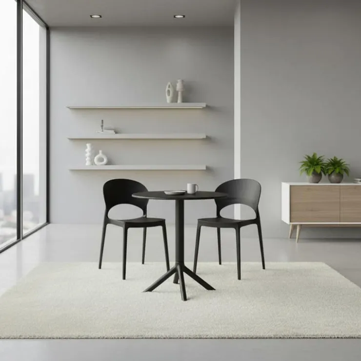 Indoor/Outdoor Resin Round Dining Table – Black Best