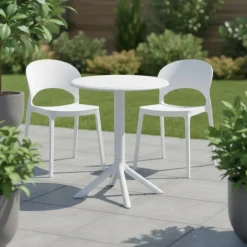 Indoor/Outdoor Resin Round Dining Table – White