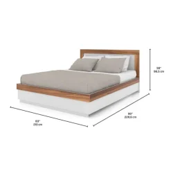 King Bed (78'') WHITE/WALNUT Outlet