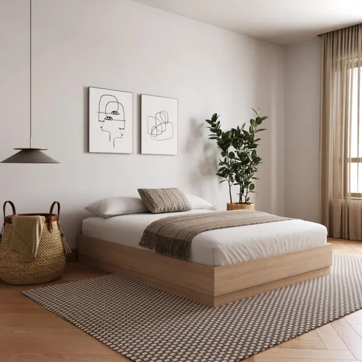 Nexera King Bed (78") - Natural Blonde Oak Hot