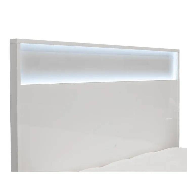 King Bed and Headboard with Lights (78'') WHITE Hot