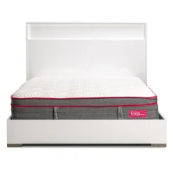 King Bed and Headboard with Lights (78'') WHITE Hot
