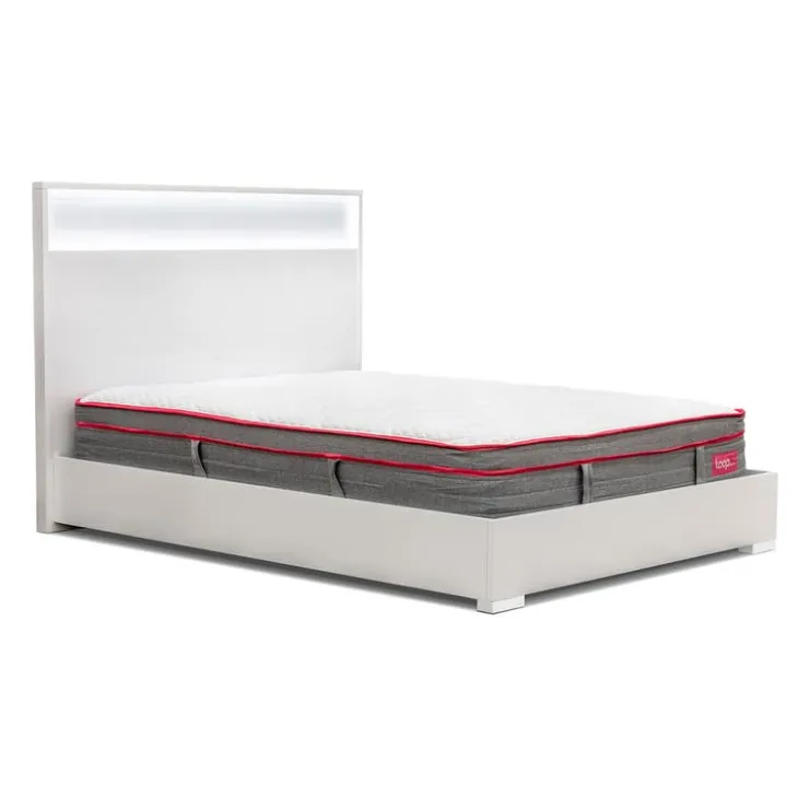 King Bed and Headboard with Lights (78'') WHITE Hot
