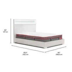 King Bed and Headboard with Lights (78'') WHITE Hot