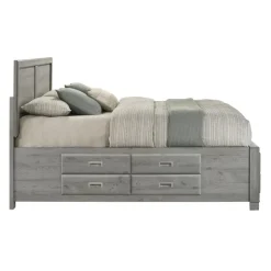 King Bed with Drawers & Headboard - 78" Grey Best