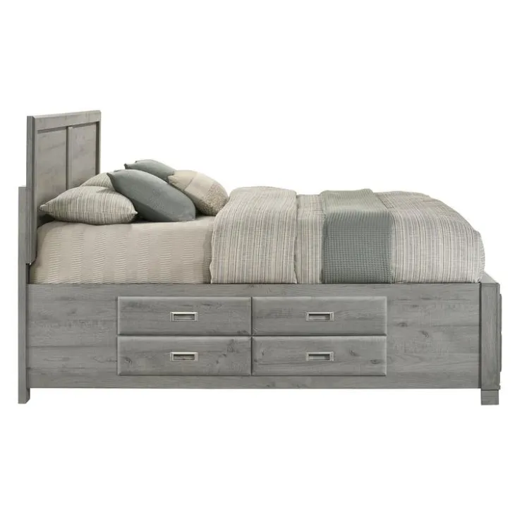 King Bed with Drawers & Headboard - 78" Grey Best