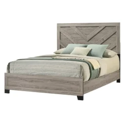 King Bed with Headboard (78") Light Grey Best