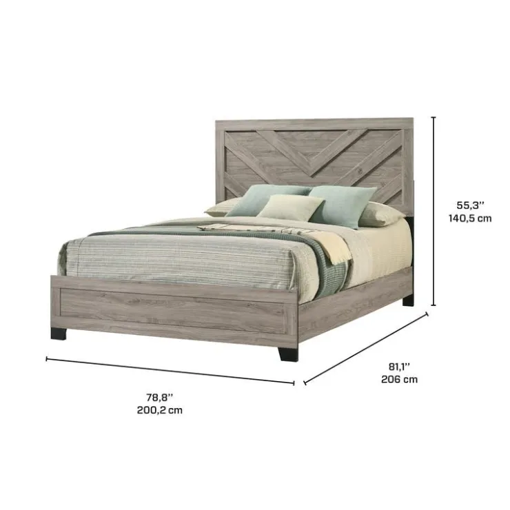 King Bed with Headboard (78") Light Grey Best