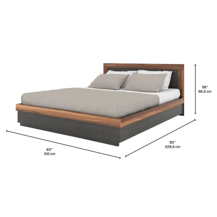 MEQ King Bed with Headboard (78") SLATE/WALNUT Best
