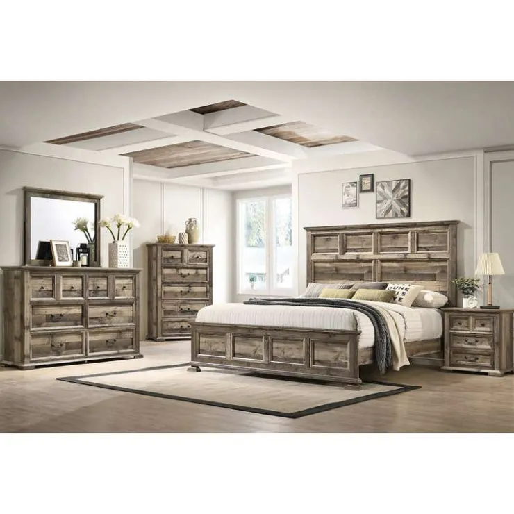 King Bed with Headboard (78") Rustic Beige Best