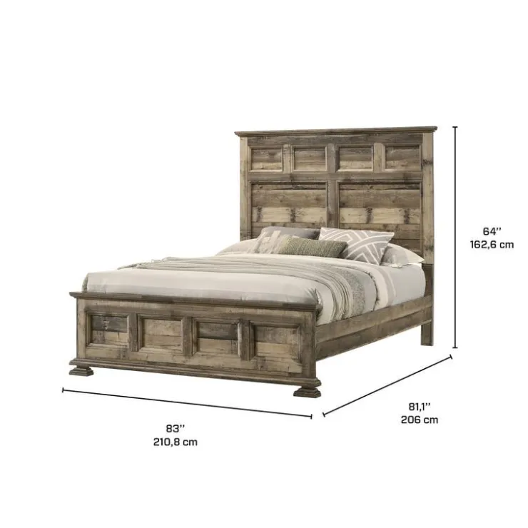King Bed with Headboard (78") Rustic Beige Best