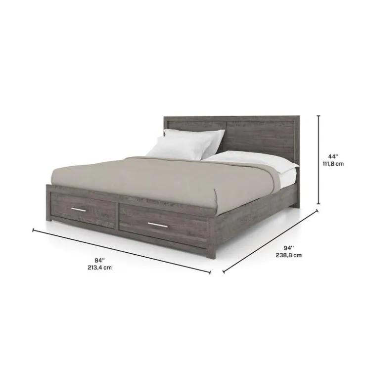 King Bed with Headboard (78") COUNTRY GREY
