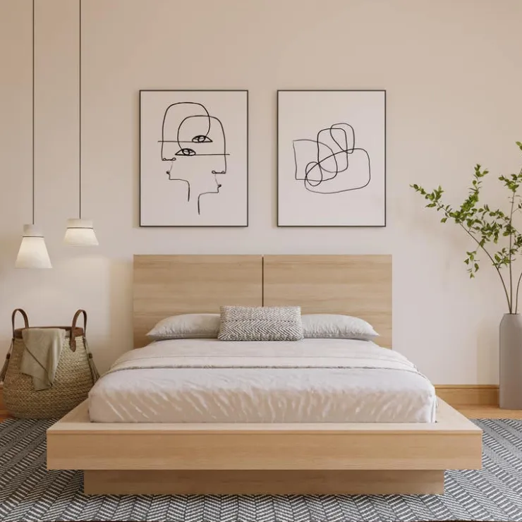 Nexera King Bed with Headboard (78") - Natural Blonde Oak Discount
