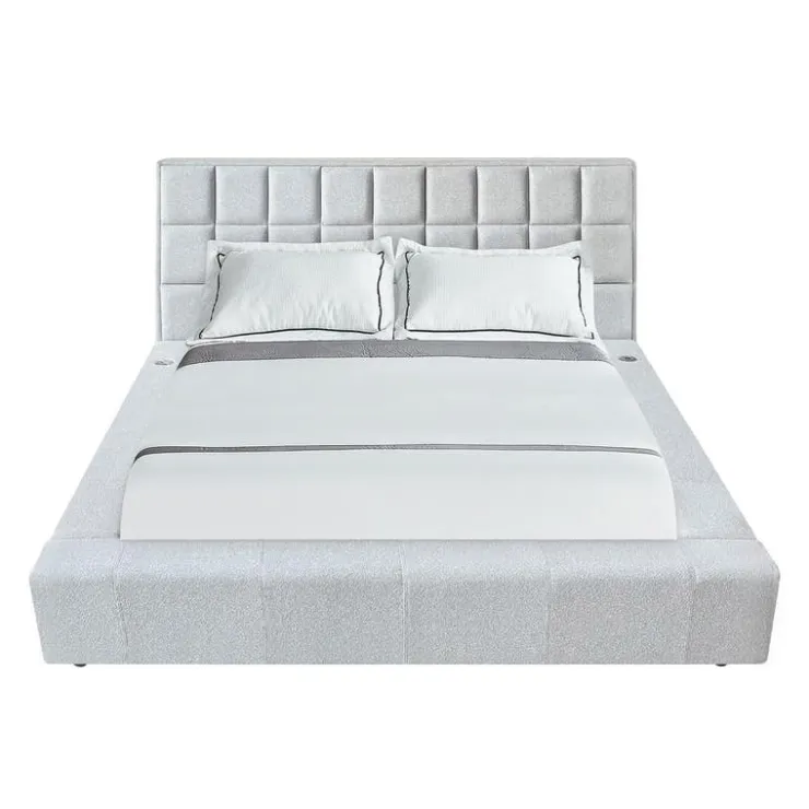 King Bed with Reading Lights and Console (78") Grey Sale