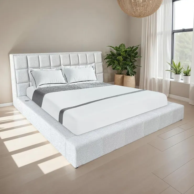 King Bed with Reading Lights and Console (78") Grey Sale