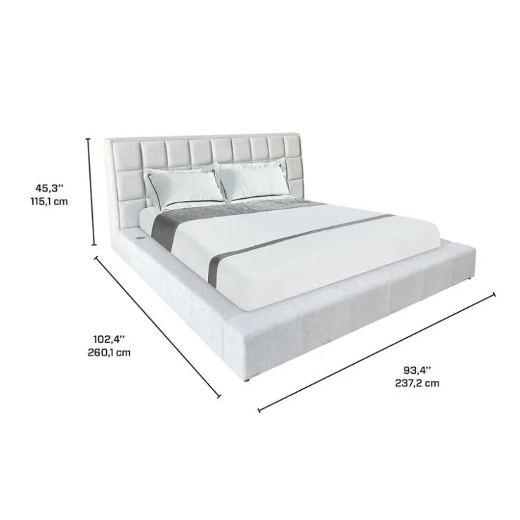 King Bed with Reading Lights and Console (78") Grey Sale