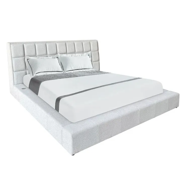 King Bed with Reading Lights and Console (78") Grey Sale