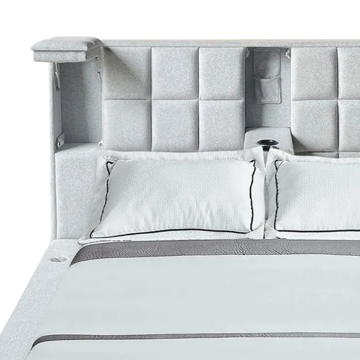 King Bed with Reading Lights and Console (78") Grey Sale