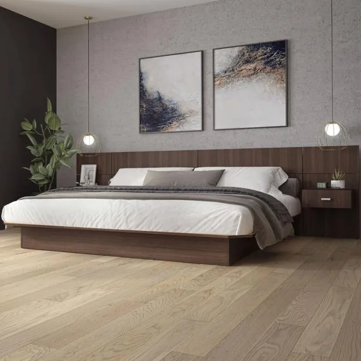 SUA-V King Bed with Wall Units and Nightstands (78") Taupe Sale