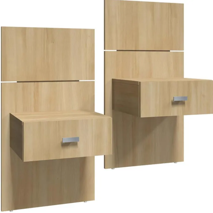 SUA-V King Bed with Wall Units and Nightstands (78") Natural Discount