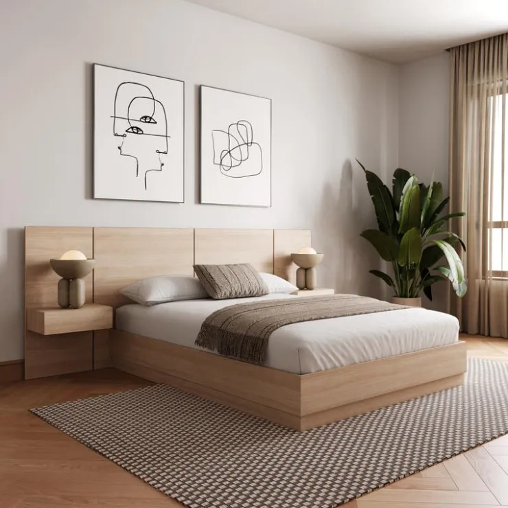 Nexera King Bedroom Set (78") - 4pcs - Natural Blonde Oak Outlet