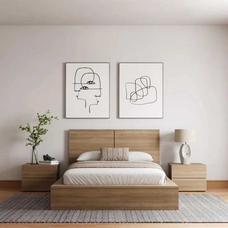 Nexera King Bedroom Set (78") - 4pcs - Brown Oak