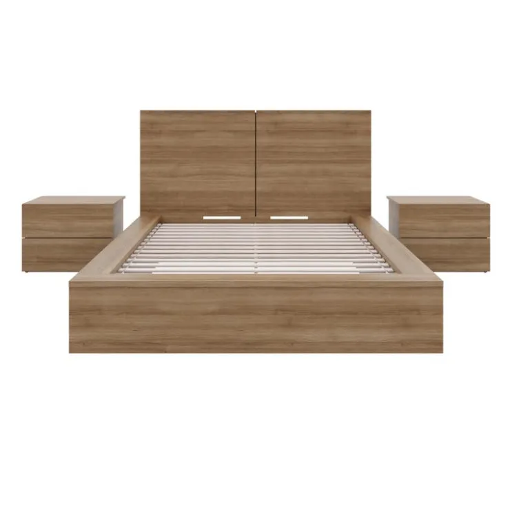 Nexera King Bedroom Set (78") - 4pcs - Brown Oak