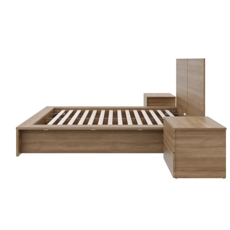 Nexera King Bedroom Set (78") - 4pcs - Brown Oak