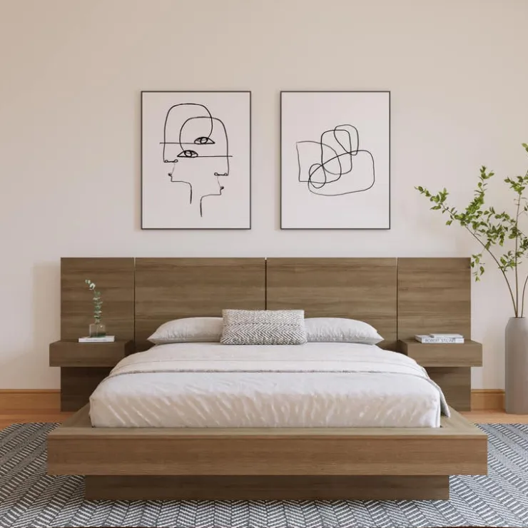Nexera King Bedroom Set (78") - 4pcs - Brown Oak Online