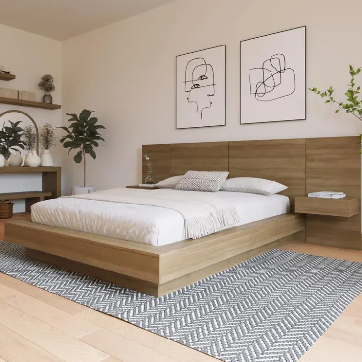 Nexera King Bedroom Set (78") - 4pcs - Brown Oak Online