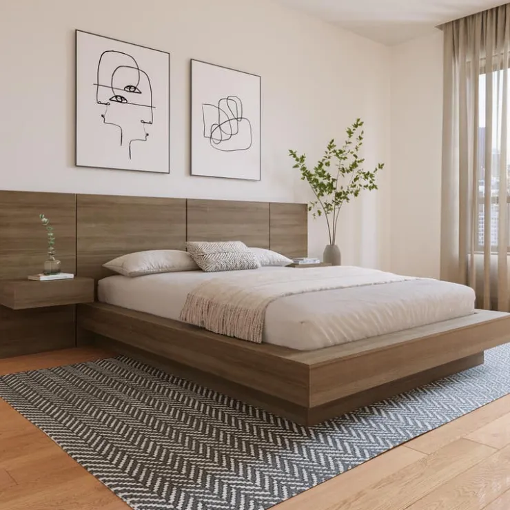 Nexera King Bedroom Set (78") - 4pcs - Brown Oak Online
