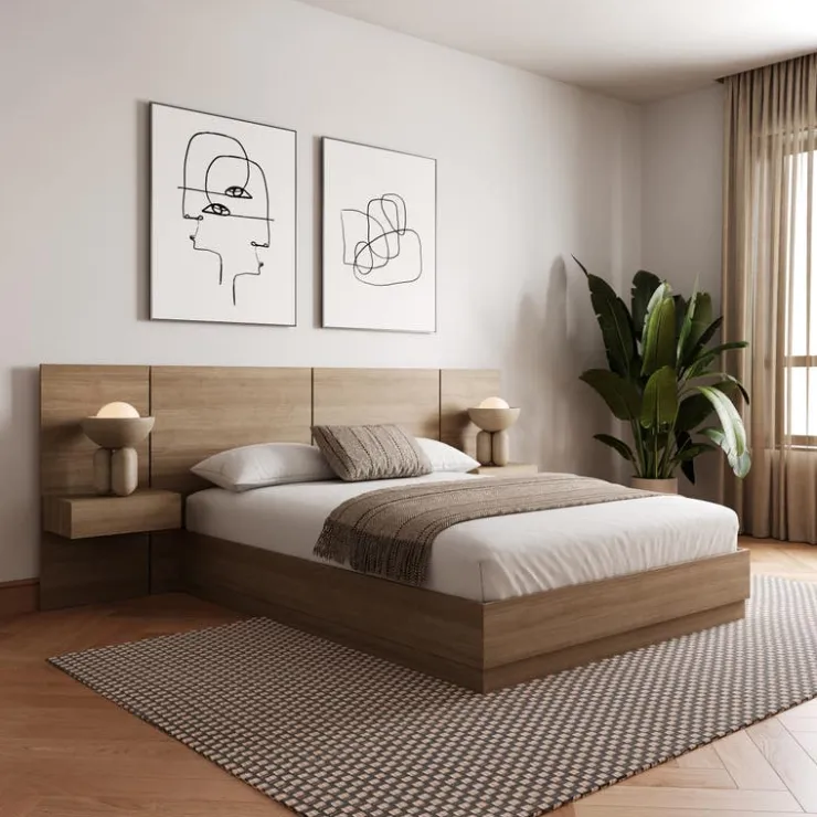 Nexera King Bedroom Set (78") - 4pcs - Brown Oak New