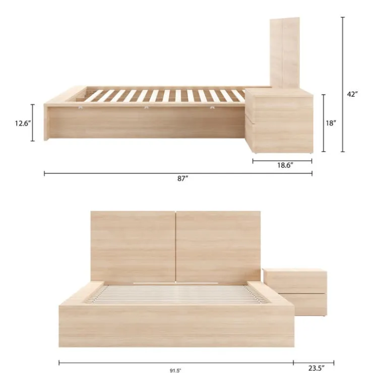 Nexera King Bedroom Set (78") - 3pcs - Natural Blonde Oak Sale