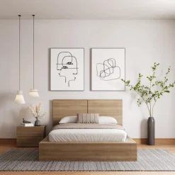 Nexera King Bedroom Set (78") - 3pcs - Brown Oak Outlet